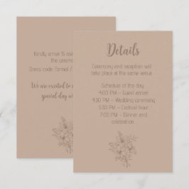 Cartão De Informações Casamento Floral Bege Elegante