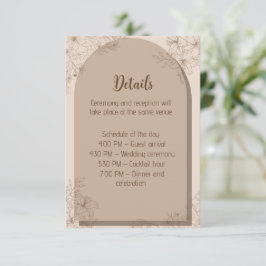 Cartão De Informações Casamento Floral Bege Elegante