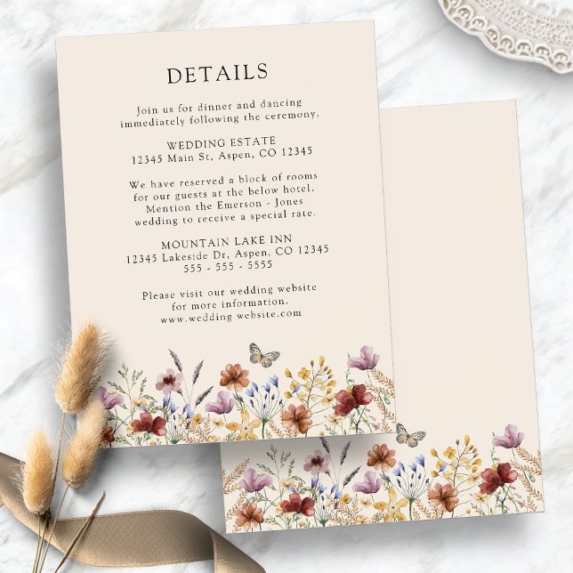 Cartão De Informações Casamento Floral Boho  (Boho Floral Wedding Enclosure Card
)