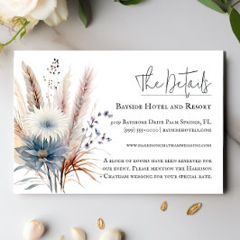 Cartão De Informações Casamento Floral Boho de Inverno | Branco