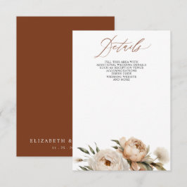Cartão De Informações Casamento Floral Boho Outono Pampas Terracota Rúst