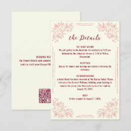 Cartão De Informações Casamento Floral Botânico Clássico do Jardim de Fa