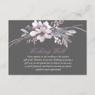 Cartão De Informações Casamento floral cinzento do inverno que deseja