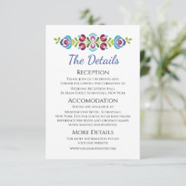 Cartão De Informações Casamento Floral com Violet Design húngaro