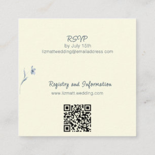 Cartão De Informações Casamento Floral Creme Azul Pálido Arqueado Minima