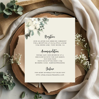 Cartão De Informações Casamento Floral Creme Vintage Elegante