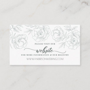 Cartão De Informações Casamento Floral da Cinza Moderna Elegante Vintage