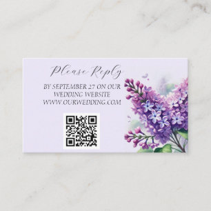 Cartão De Informações Casamento Floral das Flores de Aquarela Roxo-Lilac