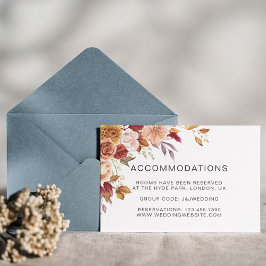 Cartão De Informações Casamento Floral de Aquarela de outono Elegante