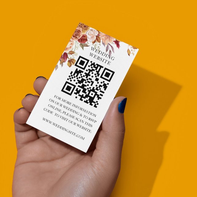 Cartão De Informações Casamento Floral de Aquarela de outono Elegante (Elegant Autumn Watercolor Floral Wedding Party Supplies)