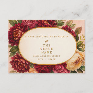 Cartão De Informações Casamento Floral de Aquarelas Blush Burgundy