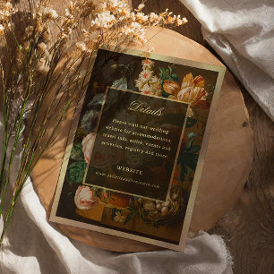 Cartão De Informações Casamento Floral de Arte Fina Elegante