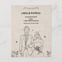 Cartão De Informações Casamento Floral de Beige e Black Vintage Invi