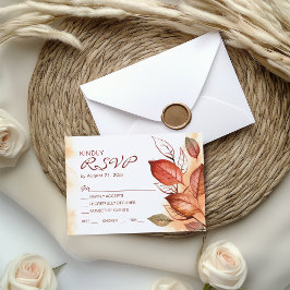 Cartão De Informações Casamento Floral de Cobra de Aquarela de outono El