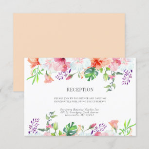 Cartão De Informações Casamento Floral De Cor Biológica Búlica Tropica