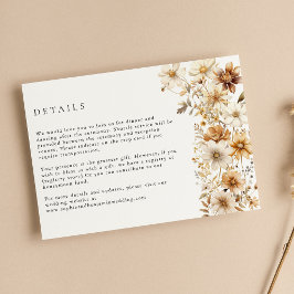 Cartão De Informações Casamento Floral de Cream Boho