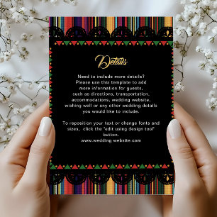 Cartão De Informações Casamento floral de festa vibrante colorido preto