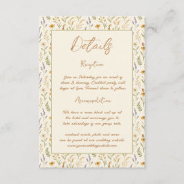 Cartão De Informações Casamento Floral de Flor de Flor de Watercolor Sel