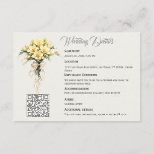 Cartão De Informações Casamento Floral de Freesia Romântico Amarelo Caná