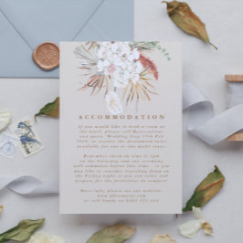 Cartão De Informações Casamento Floral de Grama Pampas Bege Creme na Sel