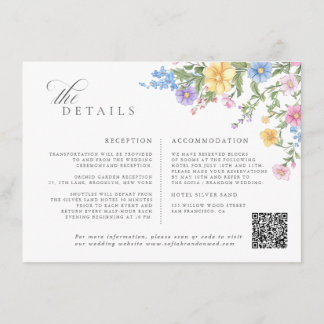 Cartão De Informações Casamento Floral de Jardim Ornado com Pastéis Suav