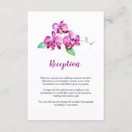Cartão De Informações Casamento Floral de Orquídea Roxa em Aquarela