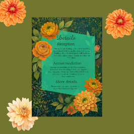 Cartão De Informações Casamento Floral de outono, com a elegante rustici