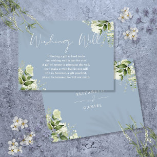 Cartão De Informações Casamento Floral de Verde-azulado Poço de Desejos