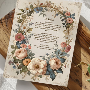 Cartão De Informações Casamento Floral do Jardim Vitoriano