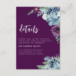 Cartão De Informações Casamento floral elegante aquarela roxa