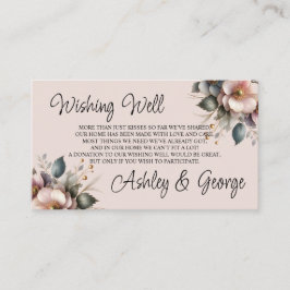 Cartão De Informações Casamento floral elegante, cor-de-rosa, azul e cre