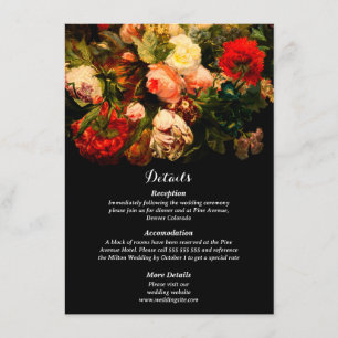 Cartão De Informações Casamento floral elegante e romântico escuro