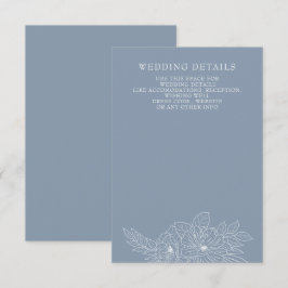 Cartão De Informações Casamento Floral Elegante Minimal Azul Empoeirado 