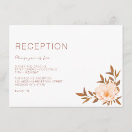Cartão De Informações Casamento Floral em Aquarela de Outono em Cobre