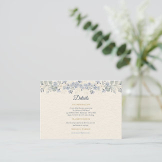 Cartão De Informações Casamento Floral Francês Elegante Peônia Azul Poei