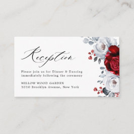 Cartão De Informações Casamento Floral Metálico Real de Prata Branca