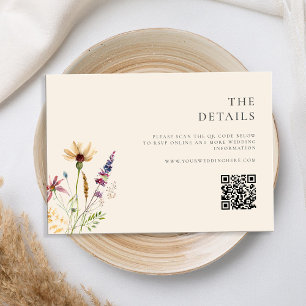 Cartão De Informações Casamento Floral Minimalista Boho Wildflower