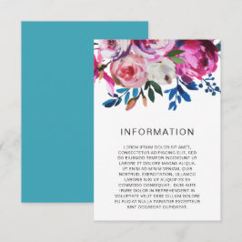 Cartão De Informações Casamento Floral Moderno Brilhante, Rosa-Rosa, Bri