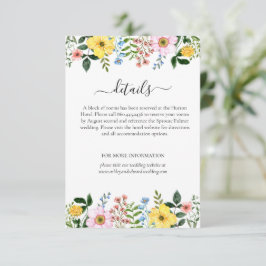 Cartão De Informações Casamento Floral Moderno de Primavera com Amarelo