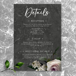 Cartão De Informações Casamento Floral Moderno Elegante Cinza Carvão