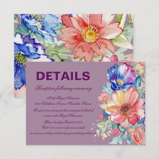 Cartão De Informações Casamento Floral Moderno Magenta Ousado