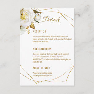 Cartão De Informações Casamento Floral Orgânico em Rosa Dourado