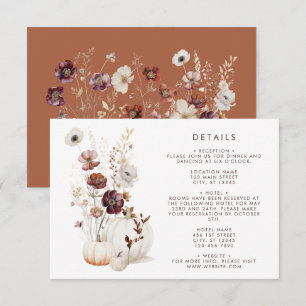 Cartão De Informações Casamento Floral Outonal Caprichoso
