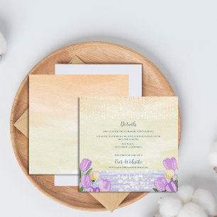 Cartão De Informações Casamento Floral Pastel à Beira-Mar com Tulipas em