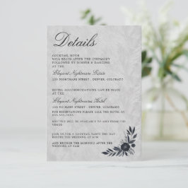 Cartão De Informações Casamento Floral Preto Temperamental