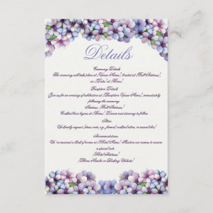 Cartão De Informações Casamento Floral Romântico Poético Lilac Watercolo
