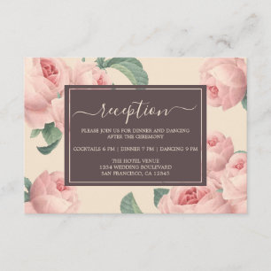 Cartão De Informações Casamento Floral Rosa Rosa Rosa Rosa Esbranquiçada