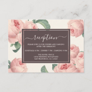 Cartão De Informações Casamento Floral Rosa Rosa Rosa Rosa Esbranquiçada