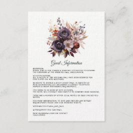Cartão De Informações Casamento Floral Roxo, Cinza, Cobre e Rosa Empoeir
