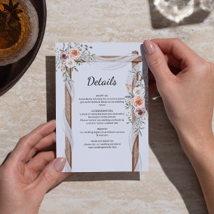 Cartão De Informações Casamento Floral Rustic Boho Arch Watercolor